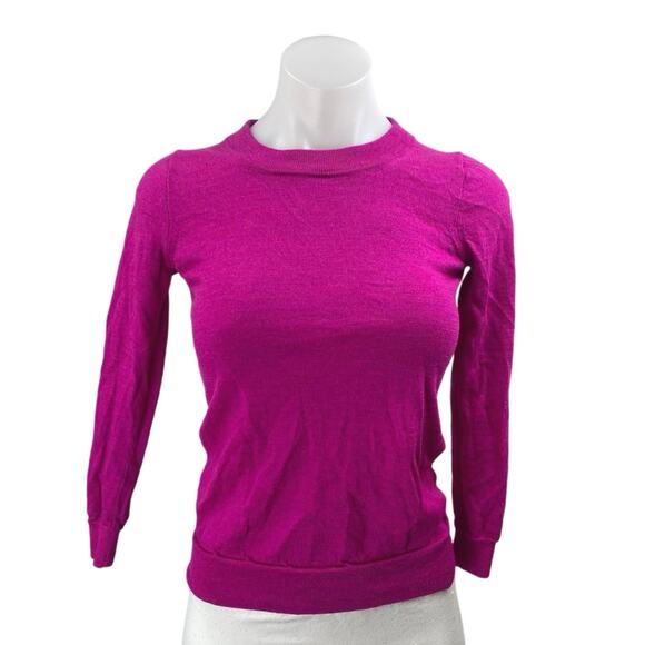 J.Crew Women's Pink Crewneck Long Sleeve Knit Crop Tee Shirt Sweater Top Size S - Picture 1 of 3